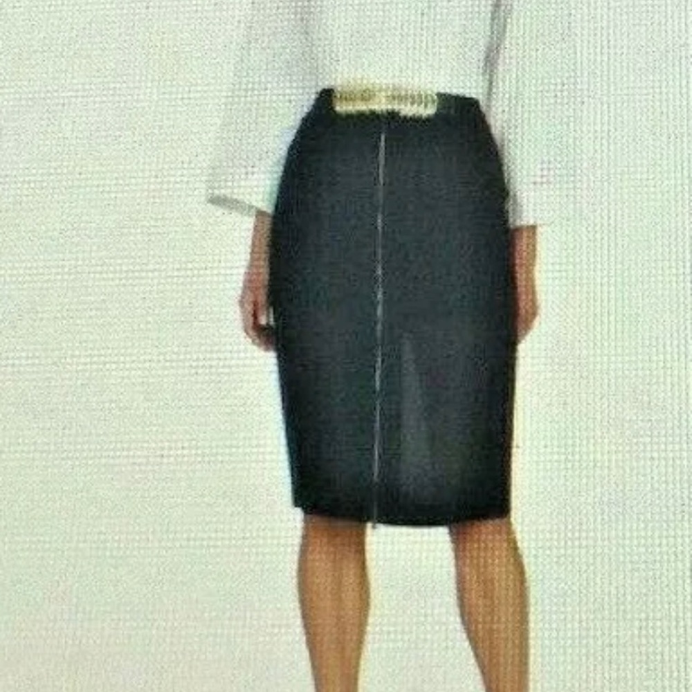 NWT BCBGMaxzria Chiffon Panel Pencil Skirt Black10 - Picture 6 of 8